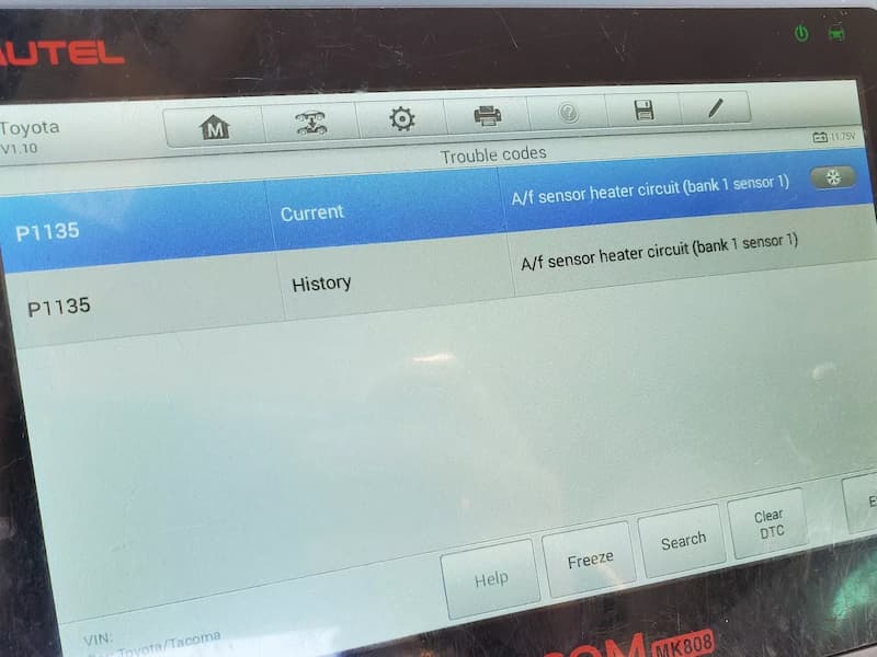 Toyota P1135 and P1155 codes