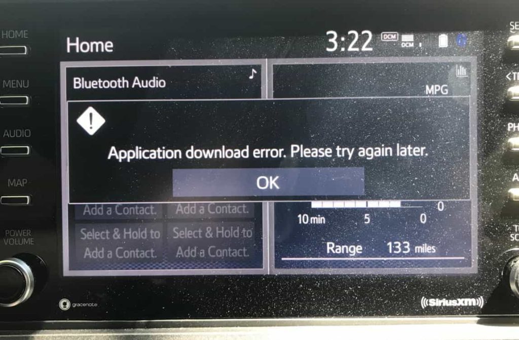 application download error toyota